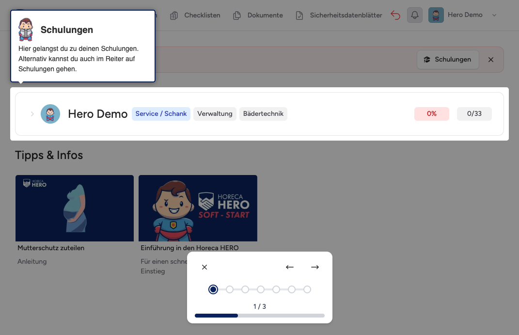 Schulung abschließen Screenshot